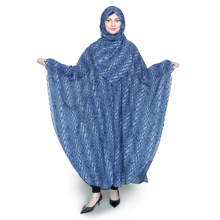 PLEATED SHRUG WITH HIJAB | BLUE PYTHON