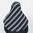 COWLNECK PINLESS | WHITE & MINK STRIPES ON BLACK - TURKISH GEORGETTE