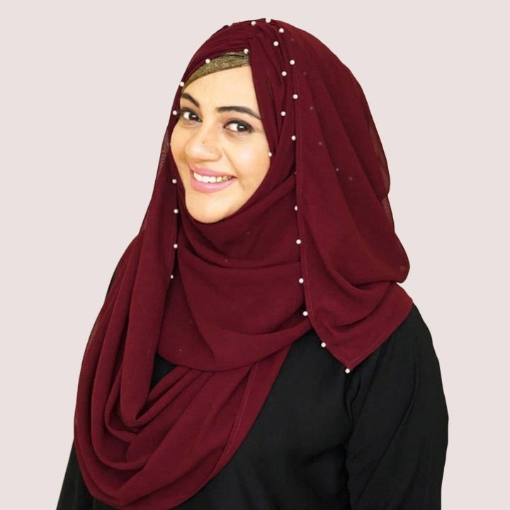 PEARL K-CHIFFON HIJAB | MAROON
