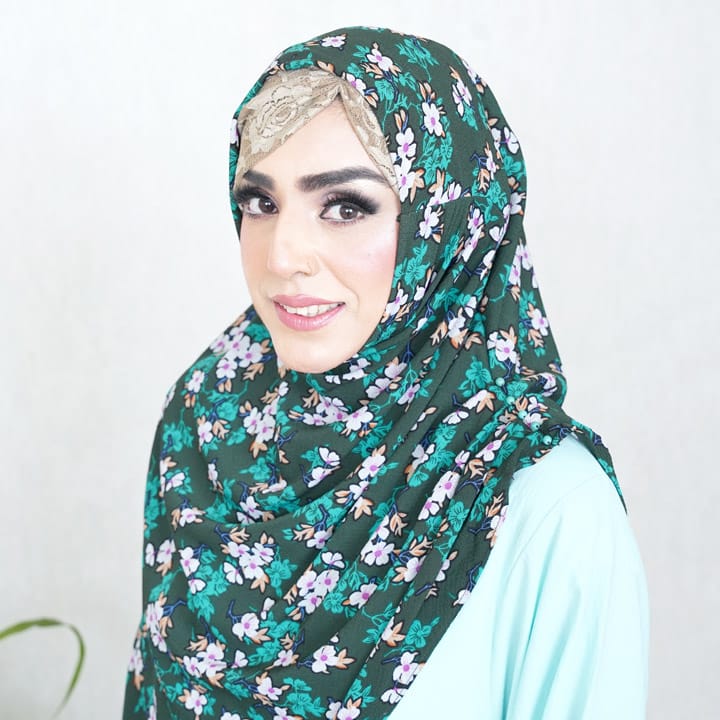INSTANT HIJAB | EMERALD BLOSSOM - TURKISH GEORGETTE