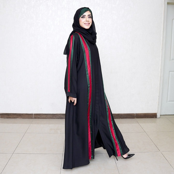 FO ABAYA W GUCCI LINES - BLACK NIDA