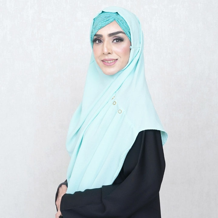 COWLNECK PINLESS | AQUA - TURKISH GEORGETTE