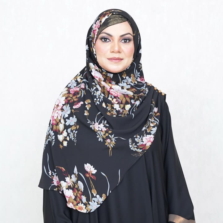 INSTANT HIJAB | MIDNIGHT BOUQET - TURKISH GEORGETTE