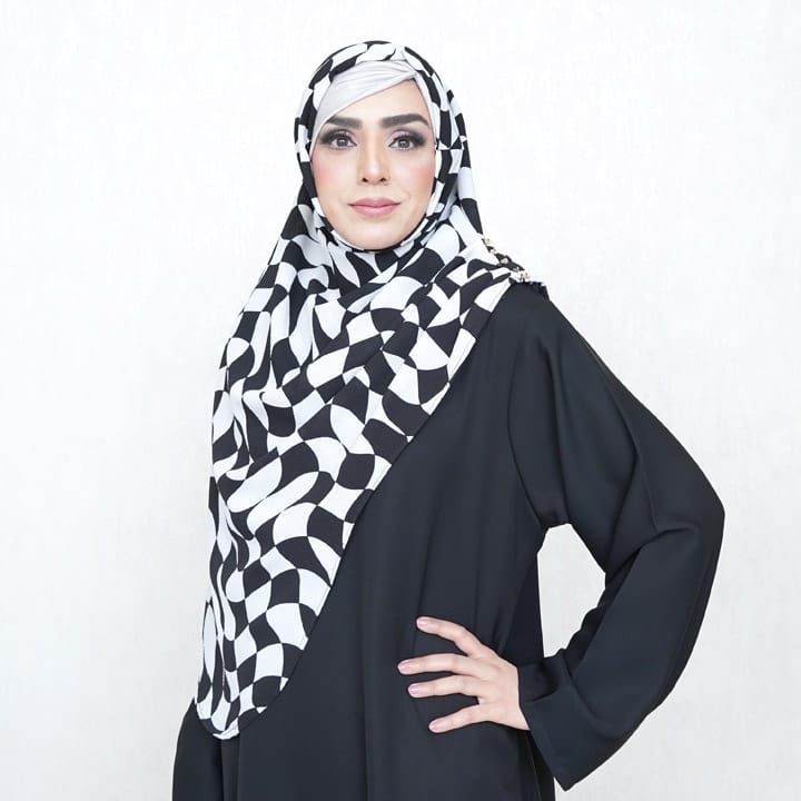 INSTANT HIJAB | MONOCHROME WAVES - TURKISH GEORGETTE