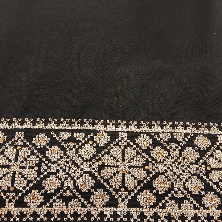 IRANI CHADDAR | BLACK WITH GOLD THREAD WORK