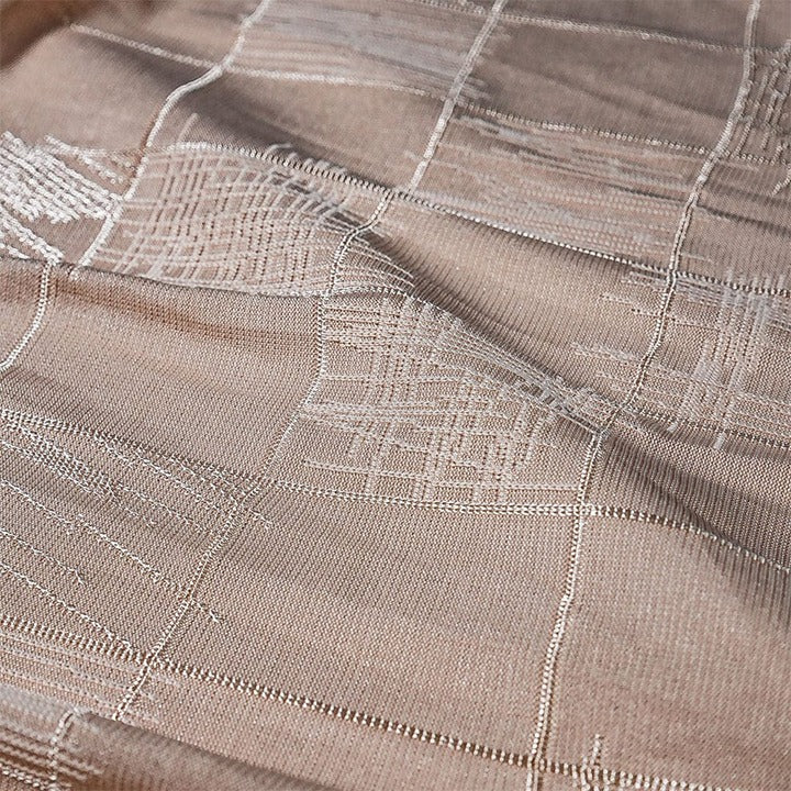 CHECKED & FRINGED JERSY HIJAB | BEIGE