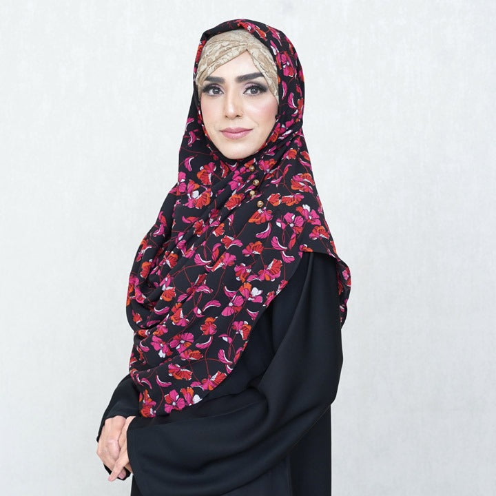 COWLNECK PINLESS | CORAL GARDEN - TURKISH GEORGETTE