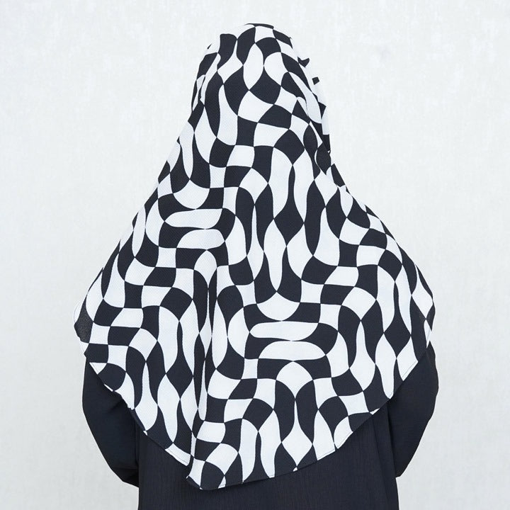 COWLNECK PINLESS | MONOCHROME WAVES - TURKISH GEORGETTE