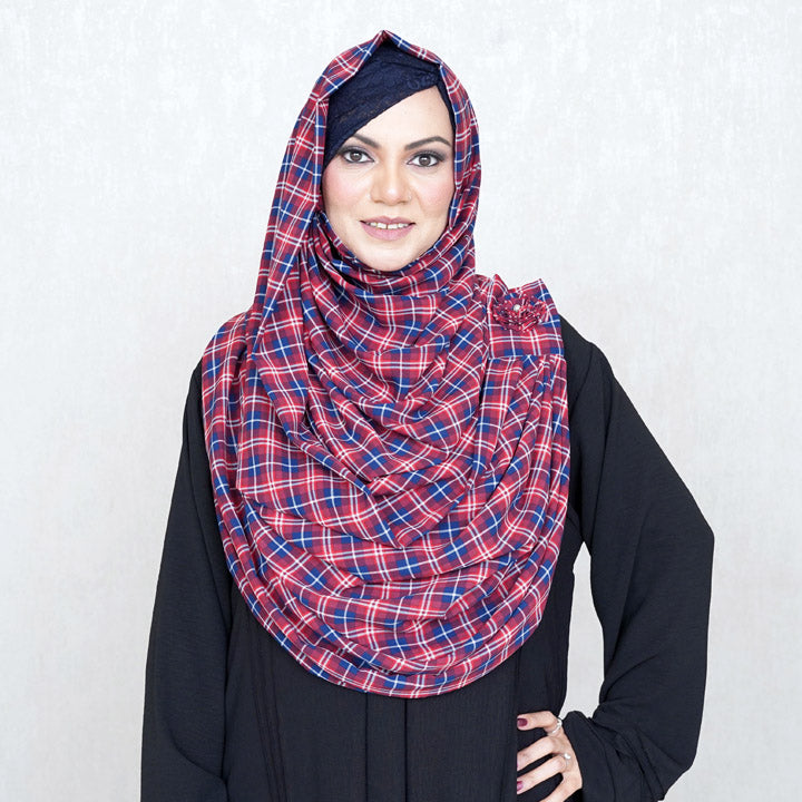DRAPEREAZE | WHITE & RED BURBERRY - CHIFFON