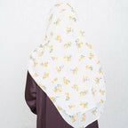 INSTANT HIJAB | MUSTARD FLOWER ON WHITE - CHIFFON