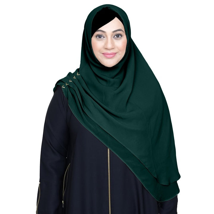 INSTANT HIJAB | BOTTLE GREEN - KOREAN CHIFFON