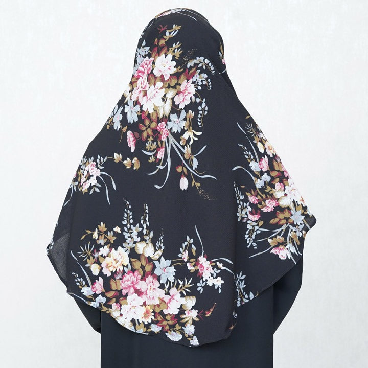 COWLNECK PINLESS | MIDNIGHT BOUQET - TURKISH GEORGETTE
