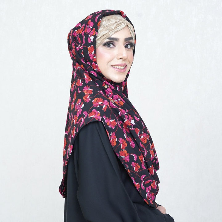 COWLNECK PINLESS | CORAL GARDEN - TURKISH GEORGETTE