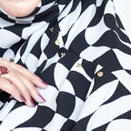 COWLNECK PINLESS | MONOCHROME WAVES - TURKISH GEORGETTE