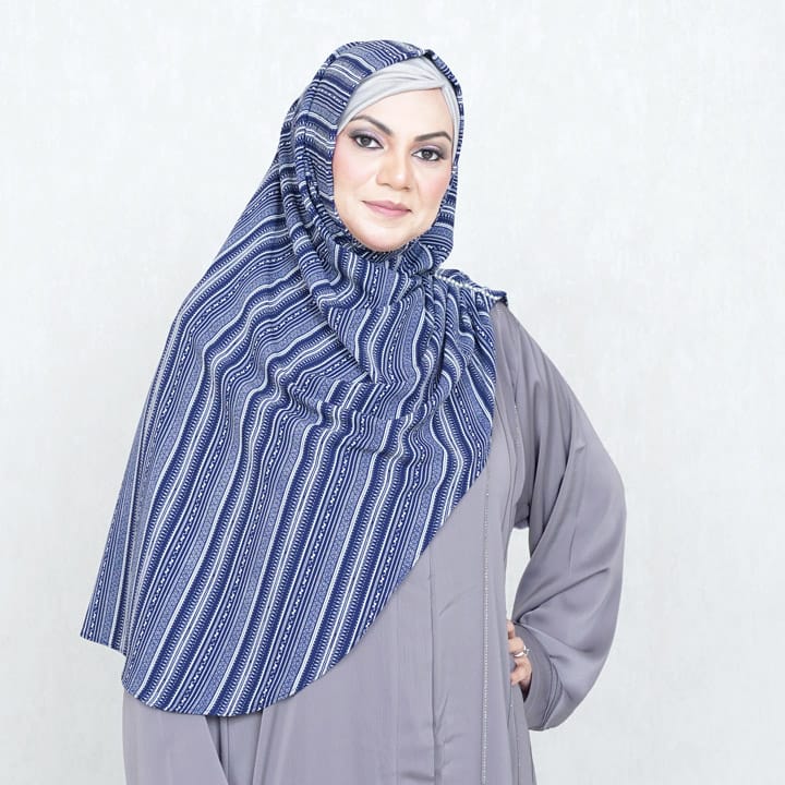 INSTANT HIJAB | BLUITE NOMAD STRIPES - TURKISH GEORGETTE