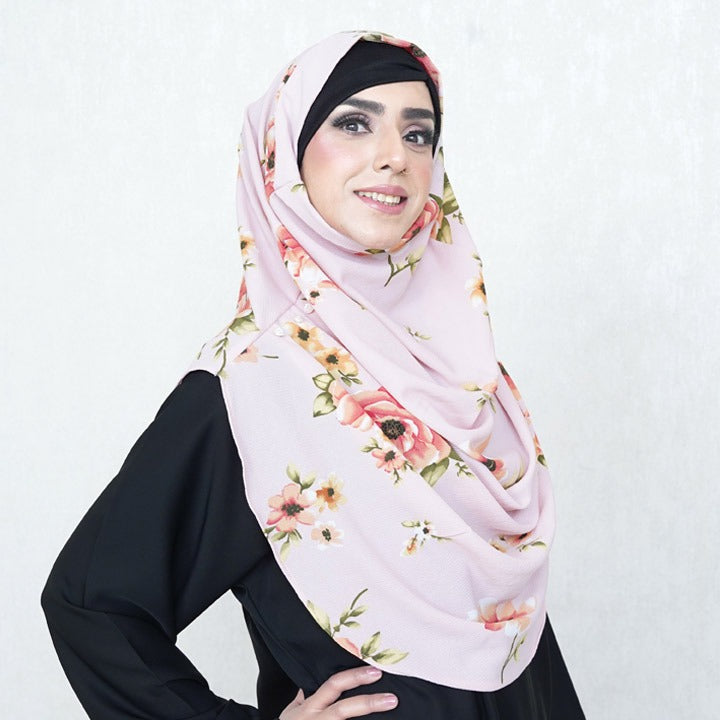 COWLNECK PINLESS | ROSE PINK VINTAGE FLORAL - TURKISH GEORGETTE